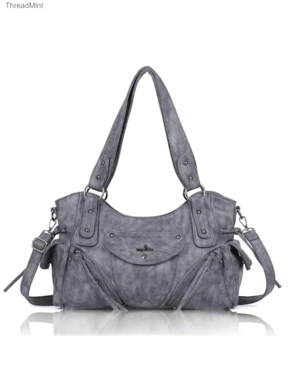 Retro Washed Vegan Leather Hobo Bag Women Soft Ladies Satchel Crossbody